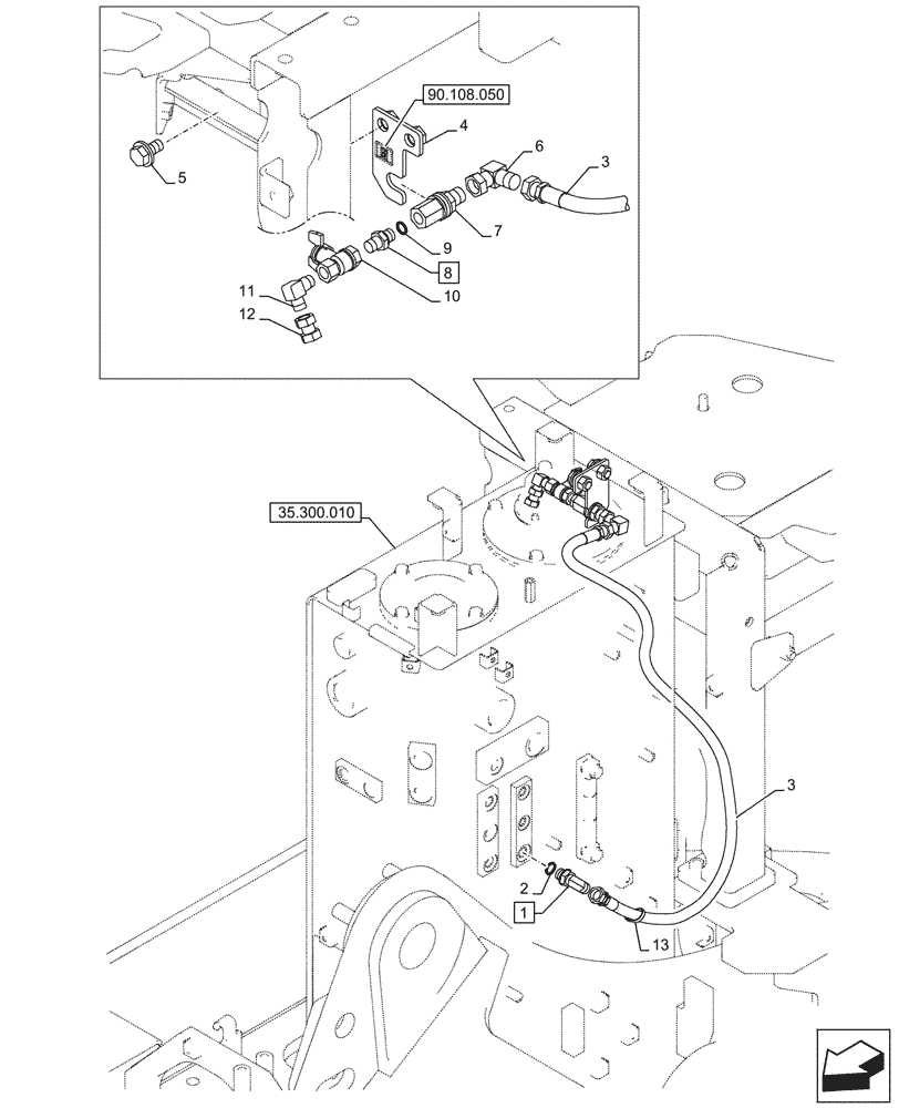 Схема запчастей Case CX145D SR LC W/BLADE - (35.300.030) - VAR - 488034 - HYDRAULIC OIL RESERVOIR, DRAIN LINE (35) - HYDRAULIC SYSTEMS