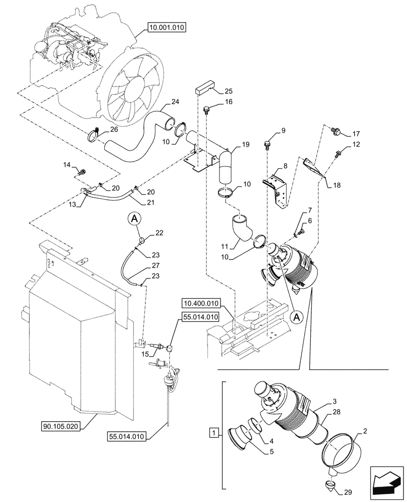 Схема запчастей Case CX145D SR LC W/BLADE - (10.202.010) - AIR CLEANER, COMPONENTS (10) - ENGINE