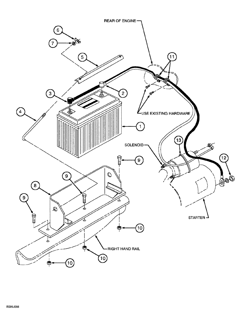 Схема запчастей Case 689G - (04-02) - BATTERY, CABLES AND HARDWARE (04) - ELECTRICAL SYSTEMS