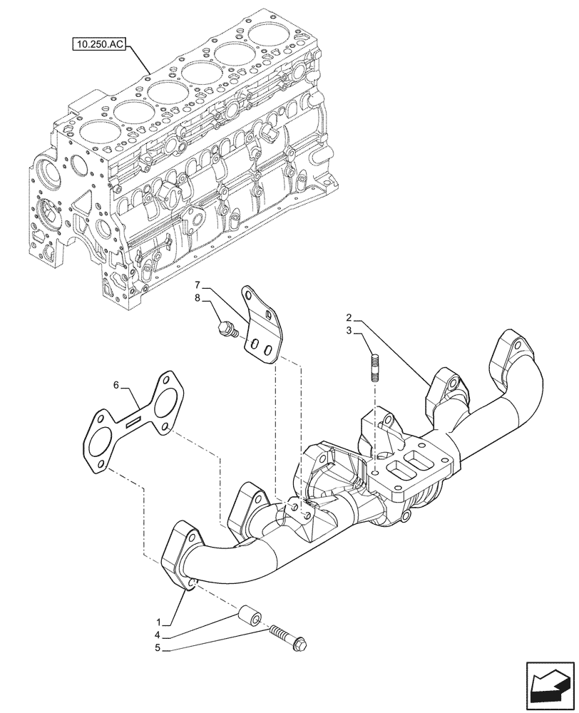 Схема запчастей Case F4HFE613T B005 - (10.254.AC) - EXHAUST MANIFOLD (10) - ENGINE