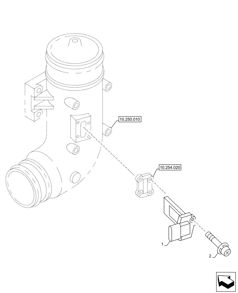 Схема запчастей Case AQ-6WG1XASS11 - (55.988.010) - AIR CLEANER, SENSOR (55) - ELECTRICAL SYSTEMS