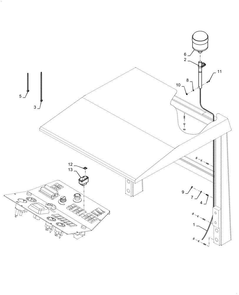 Схема запчастей Case PT240 - (55.404.01[05]) - BEACON LIGHT-OPTIONAL - CANOPY - ASN NGNTN2878 (55) - ELECTRICAL SYSTEMS