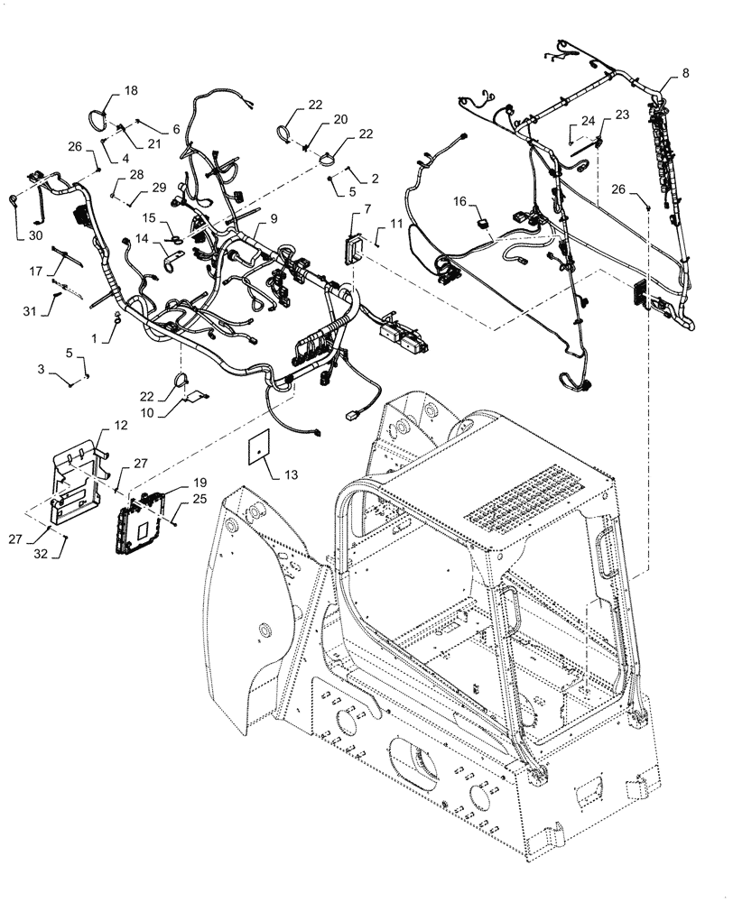 Схема запчастей Case SR160 - (55.101.AC[03]) - WIRE HARNESS & CONNECTOR, ELECTRONIC CONTROLS (25-AUG-2015 THRU 13-NOV-2016) (55) - ELECTRICAL SYSTEMS