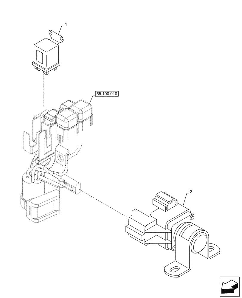 Схема запчастей Case AQ-6WG1XASS11 - (55.201.020) - ENGINE START RELAY (55) - ELECTRICAL SYSTEMS