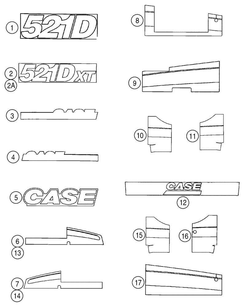 Схема запчастей Case 521D - (09-56) - DECALS (NORTH AMERICA AND EUROPE) (09) - CHASSIS