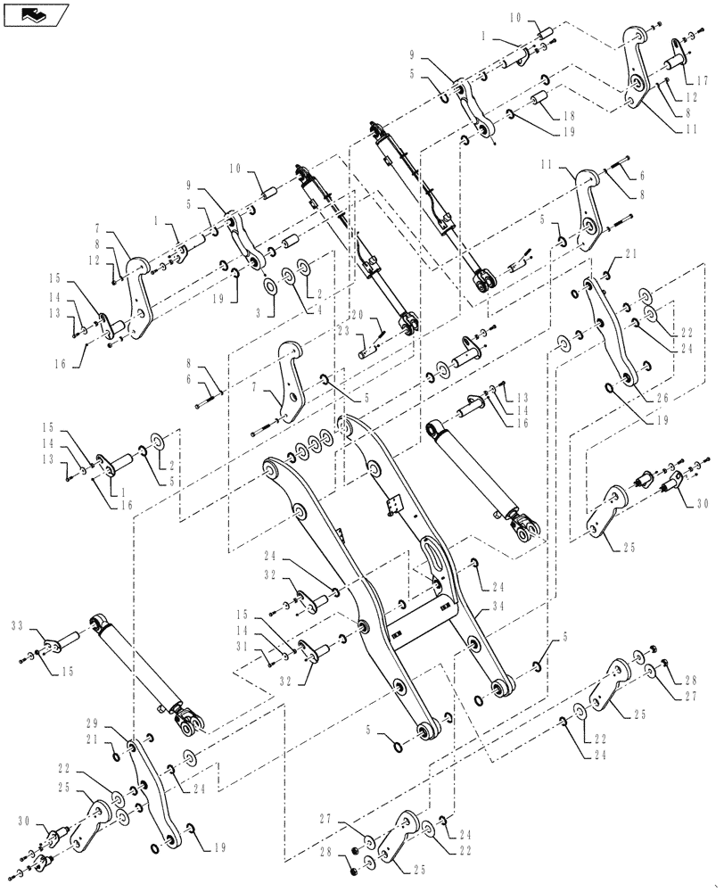 Схема запчастей Case 621F - (39.100.10) - LIFT ARM INSTALLATION, XT/TC (39) - FRAMES AND BALLASTING