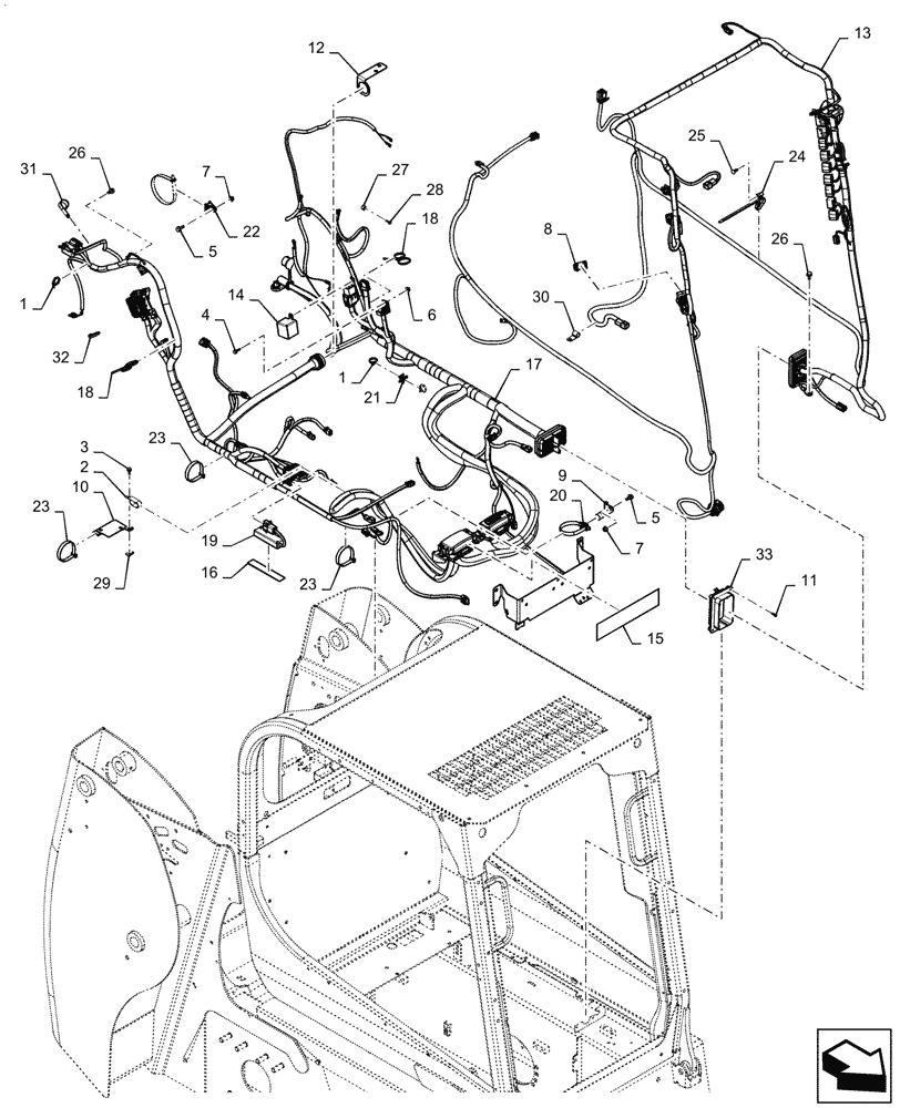 Схема запчастей Case SR160 - (55.101.AC[02]) - WIRE HARNESS & CONNECTOR, MECHANICAL CONTROLS, OPEN CAB (14-NOV-2016 & NEWER) (55) - ELECTRICAL SYSTEMS