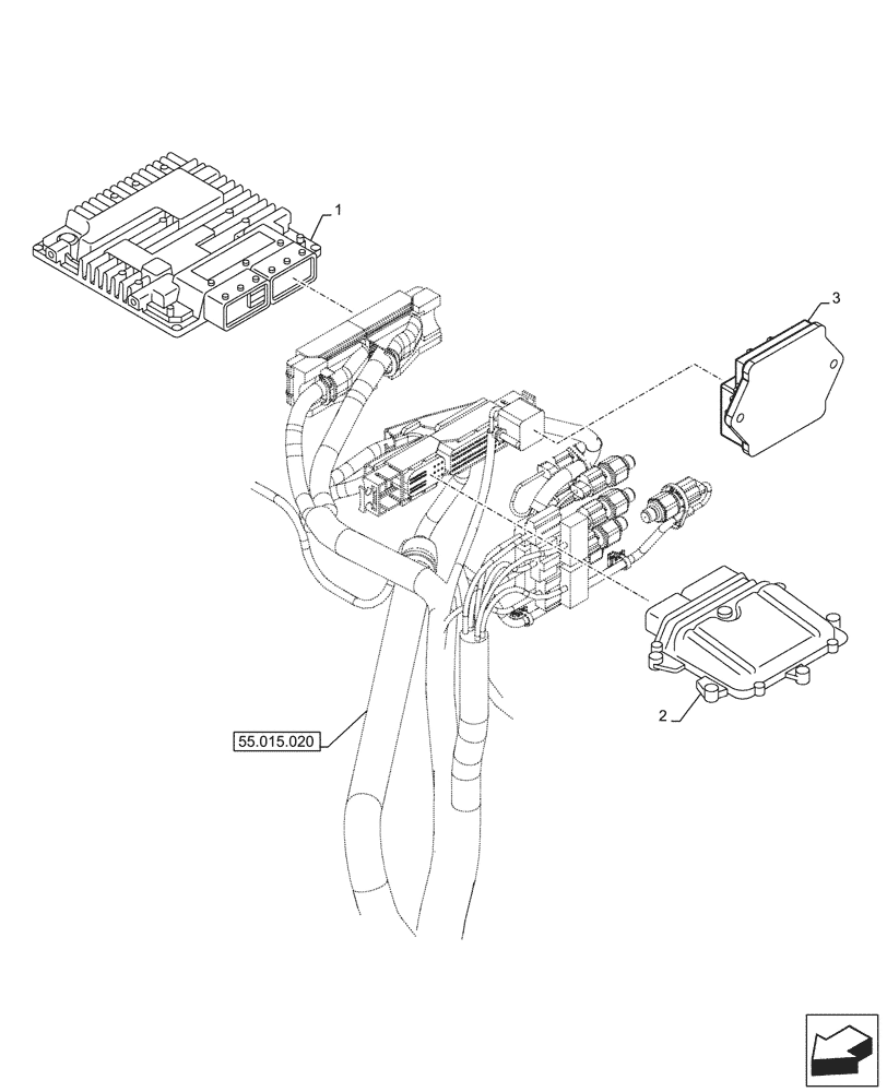 Схема запчастей Case AQ-6WG1XASS11 - (55.015.010) - ENGINE, ELECTRONIC CONTROL UNIT (55) - ELECTRICAL SYSTEMS