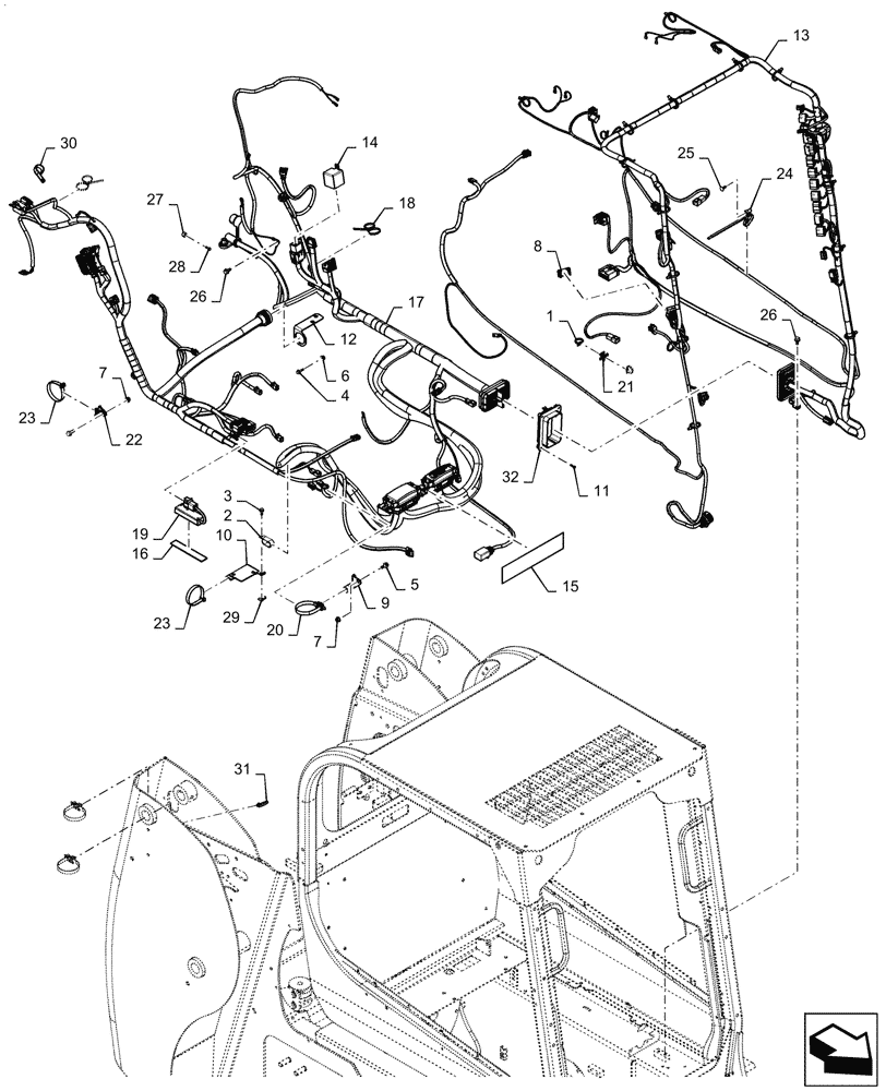 Схема запчастей Case SR160 - (55.101.AC[01]) - WIRE HARNESS & CONNECTOR, MECHANICAL CONTROLS (14-NOV-2016 & NEWER) (55) - ELECTRICAL SYSTEMS