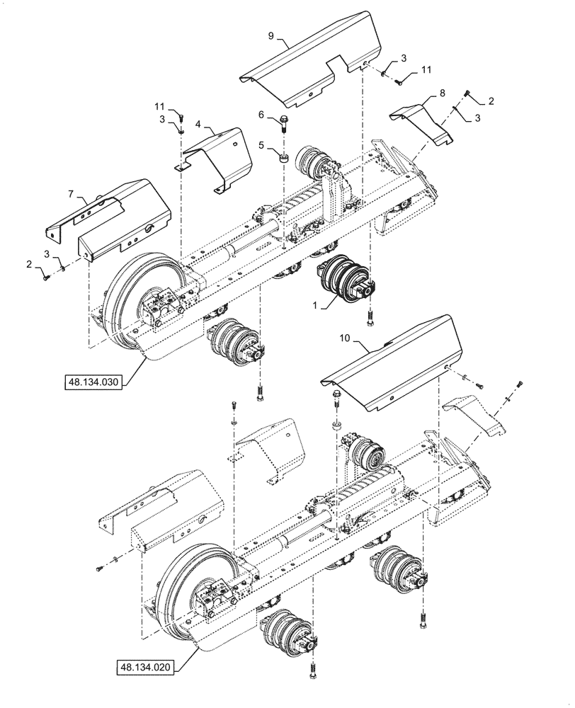 Схема запчастей Case 750M WT - (48.134.010) - VAR - 784813 - UNDERCARRIAGE, DOUBLE FLANGE (48) - TRACKS & TRACK SUSPENSION