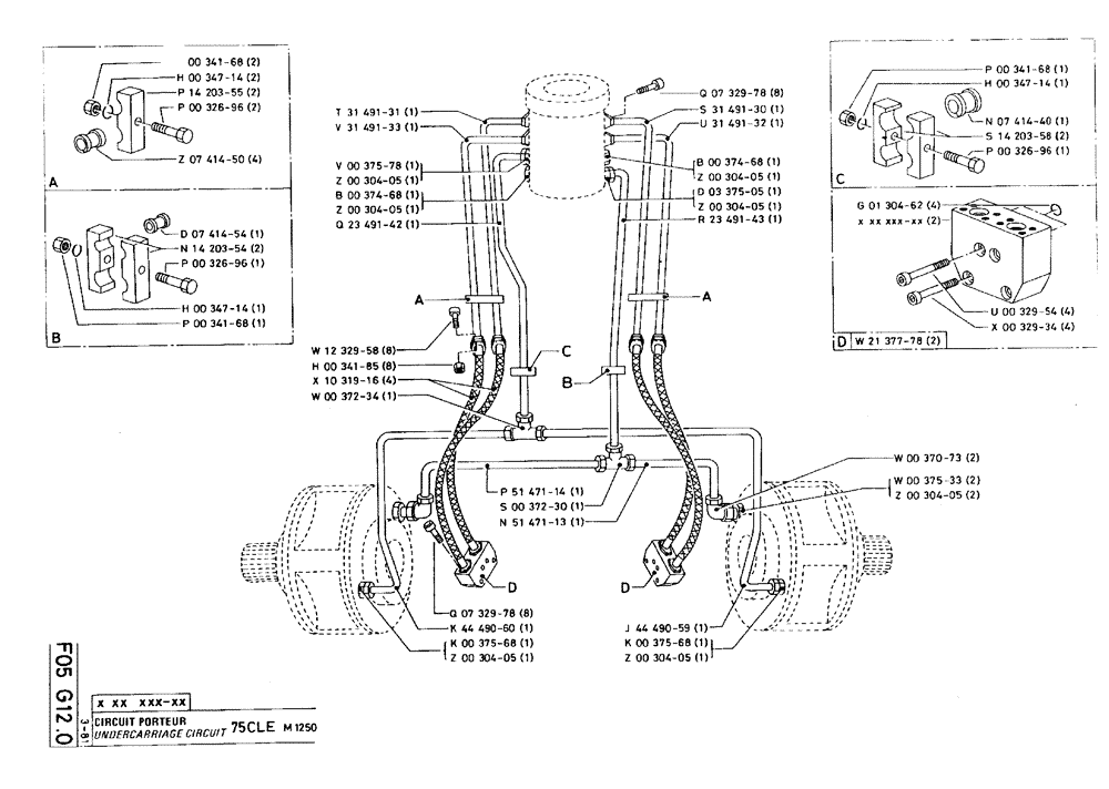 Схема запчастей Case 75C - (F05 G12.0) - UNDERCARRIAGE CIRCUIT - 75CLE M1250 (07) - HYDRAULIC SYSTEM