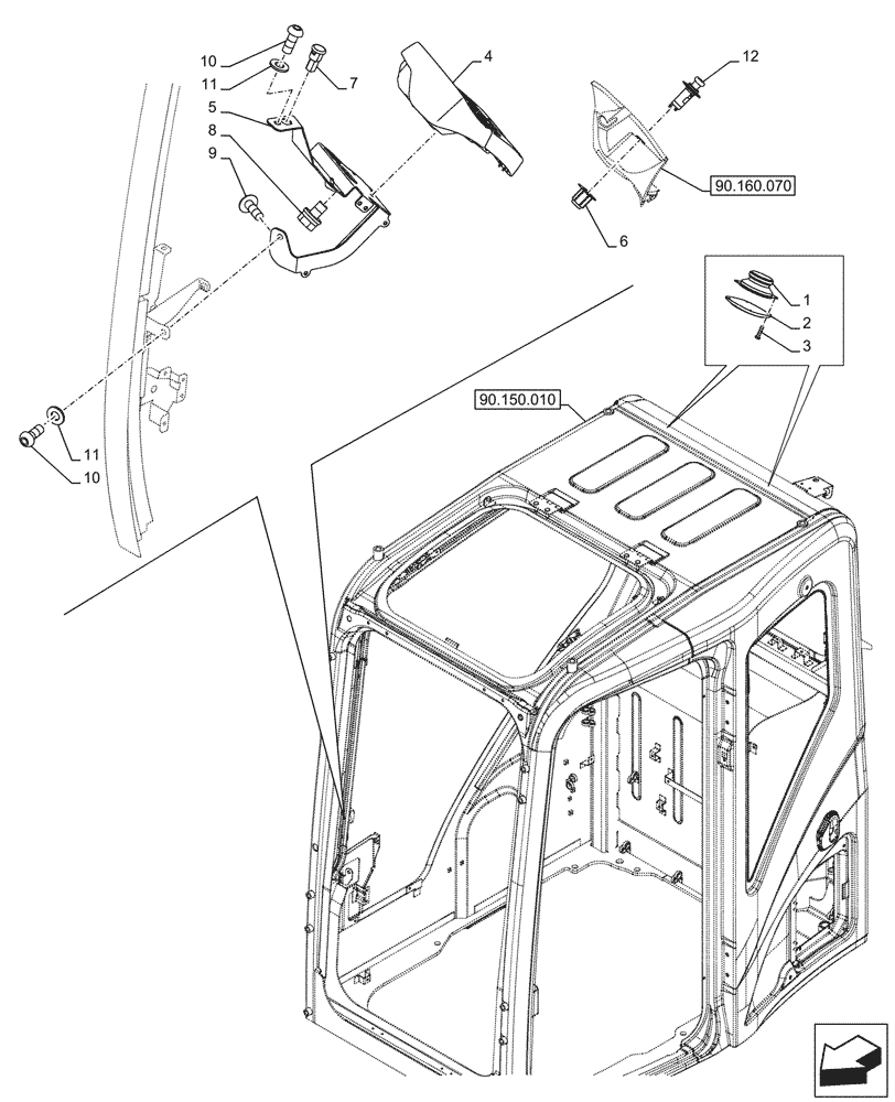 Схема запчастей Case CX145D SR LC W/BLADE - (55.512.030) - CAB, COMPONENTS (55) - ELECTRICAL SYSTEMS