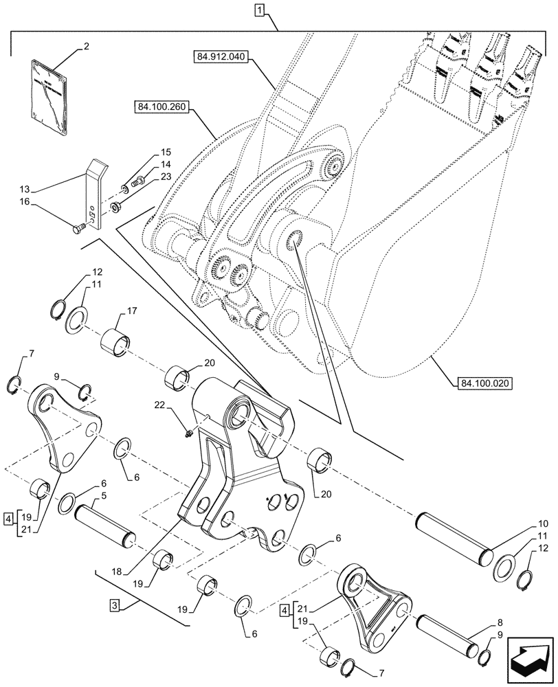 Схема запчастей Case 580N EP - (88.100.84[08]) - DIA KIT, STANDARD DIPPER, UNIVERSAL, COUPLING, BACKHOE ARM, LINK (88) - ACCESSORIES