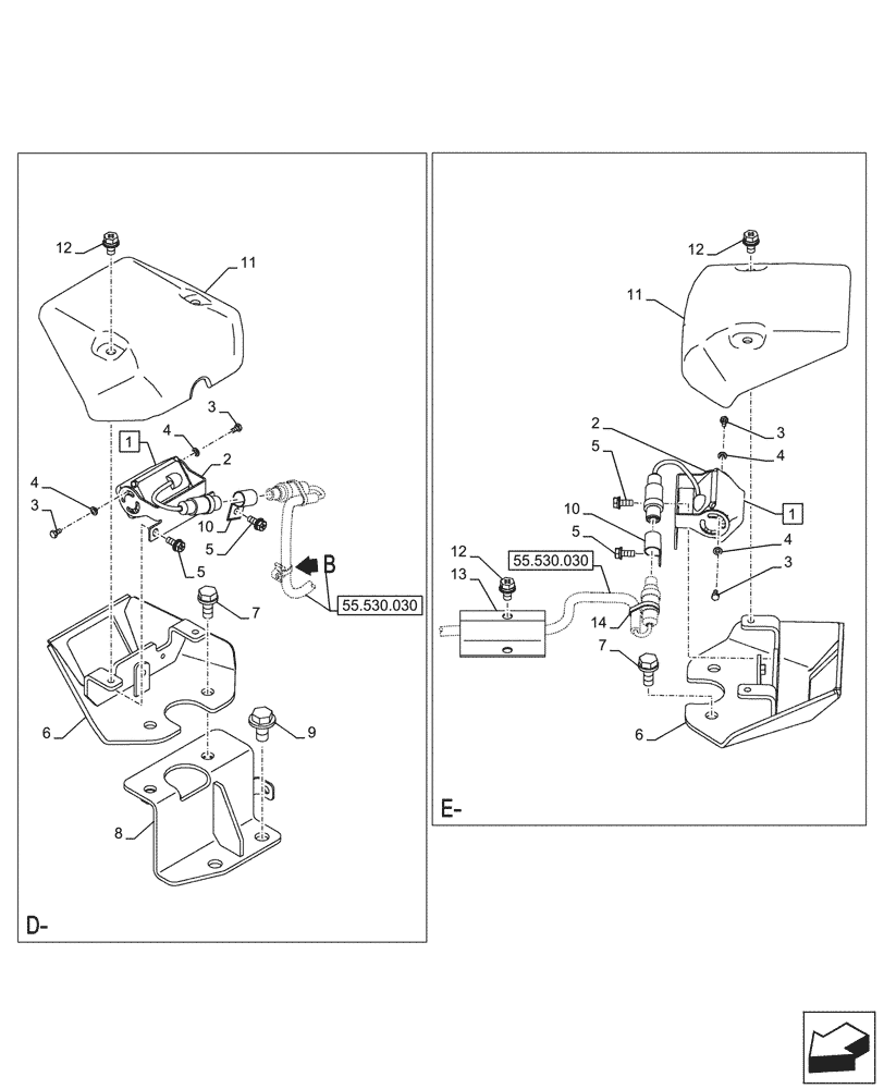 Схема запчастей Case CX145D SR LC W/BLADE - (55.530.040) - VAR - 488055 - REAR VIEW CAMERA, SIDE CAMERA (55) - ELECTRICAL SYSTEMS