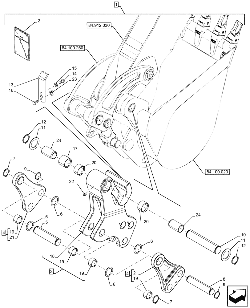 Схема запчастей Case 580N EP - (88.100.84[11]) - DIA KIT, EXTENDABLE DIPPER, UNIVERSAL, COUPLING, CONVERSION, BACKHOE ARM, LINK (88) - ACCESSORIES