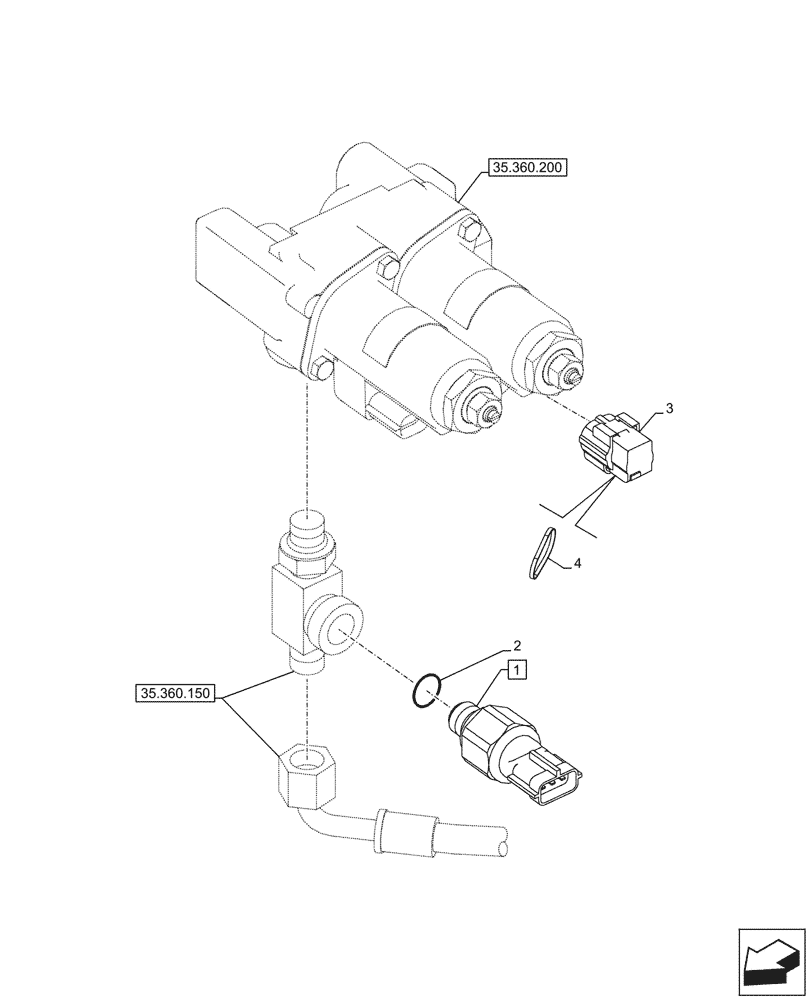 Схема запчастей Case CX145D SR LC W/BLADE - (55.425.050) - VAR - 461865 - PRESSURE SENSOR, HAMMER CIRCUIT, W/ ELECTRICAL PROPORTIONAL CONTROL (55) - ELECTRICAL SYSTEMS