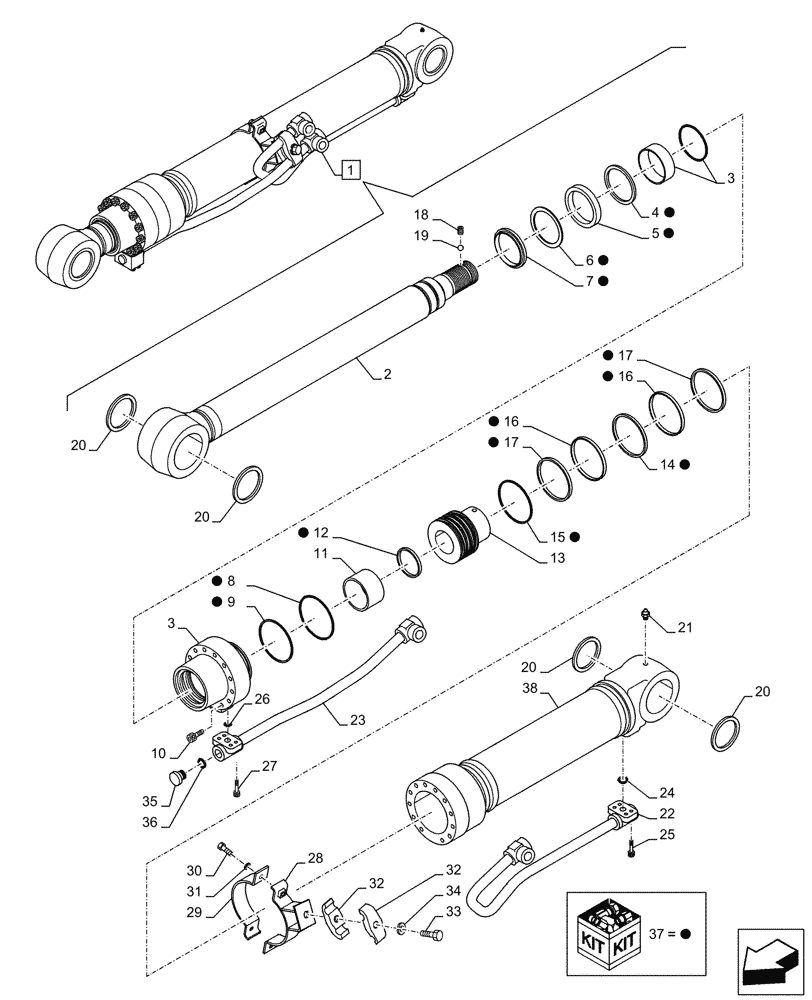 Схема запчастей Case CX145D SR LC W/BLADE - (35.736.050) - VAR - 481558 - LIFT CYLINDER, LEFT, SAFETY VALVE, COMPONENTS (35) - HYDRAULIC SYSTEMS