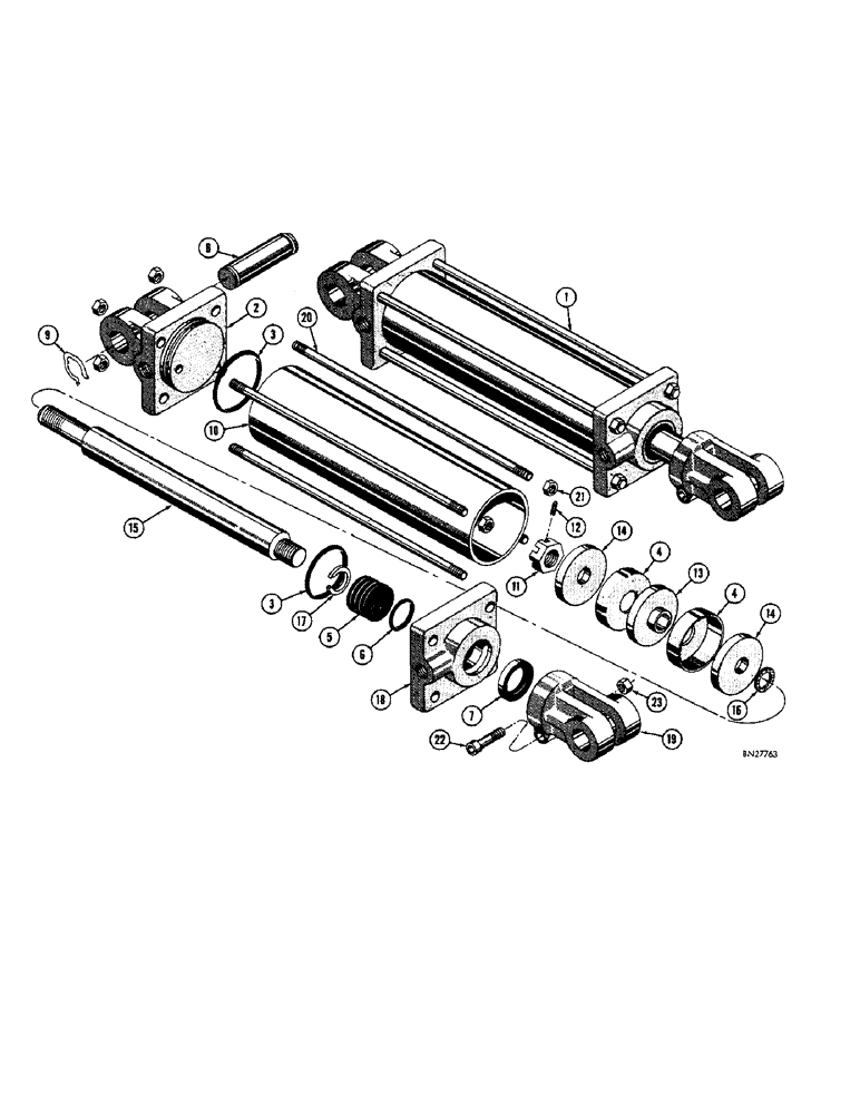 Схема запчастей Case 440 - (44) - D24080 HYDRAULIC CYLINDER 