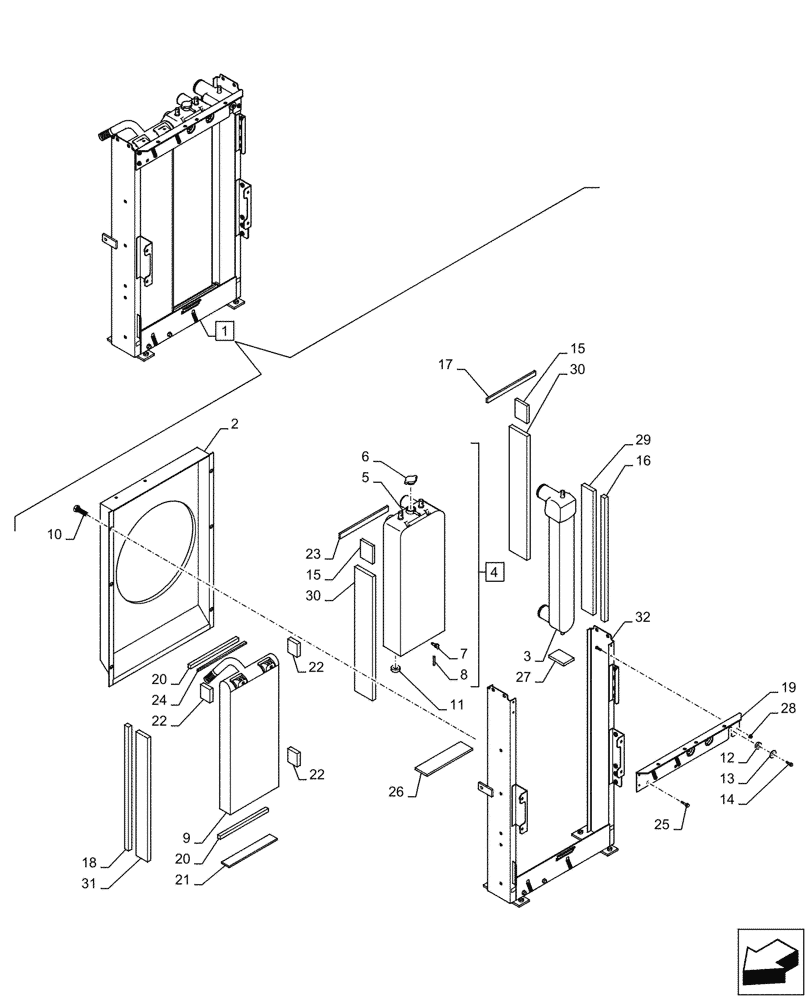 Схема запчастей Case CX145D SR LC W/BLADE - (10.400.030) - RADIATOR, COMPONENTS (10) - ENGINE