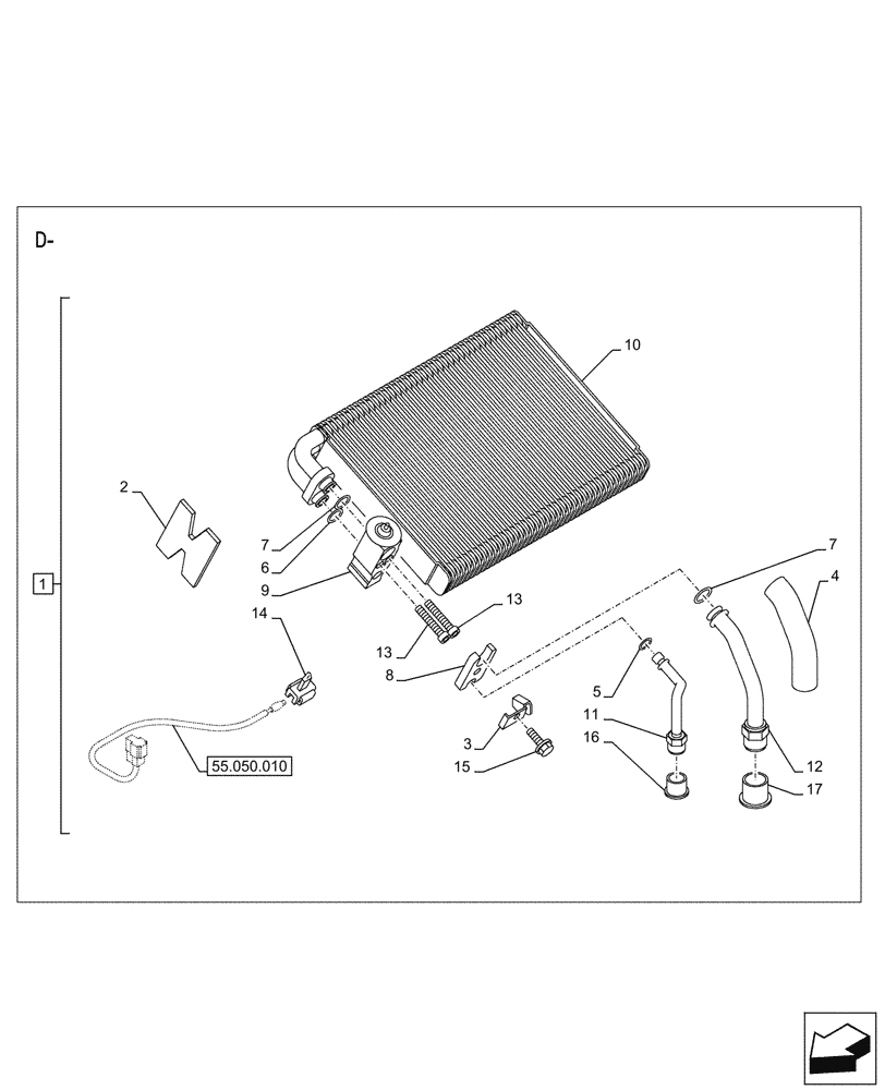 Схема запчастей Case CX145D SR LC - (50.200.040) - AIR CONDITIONING, EVAPORATOR (50) - CAB CLIMATE CONTROL