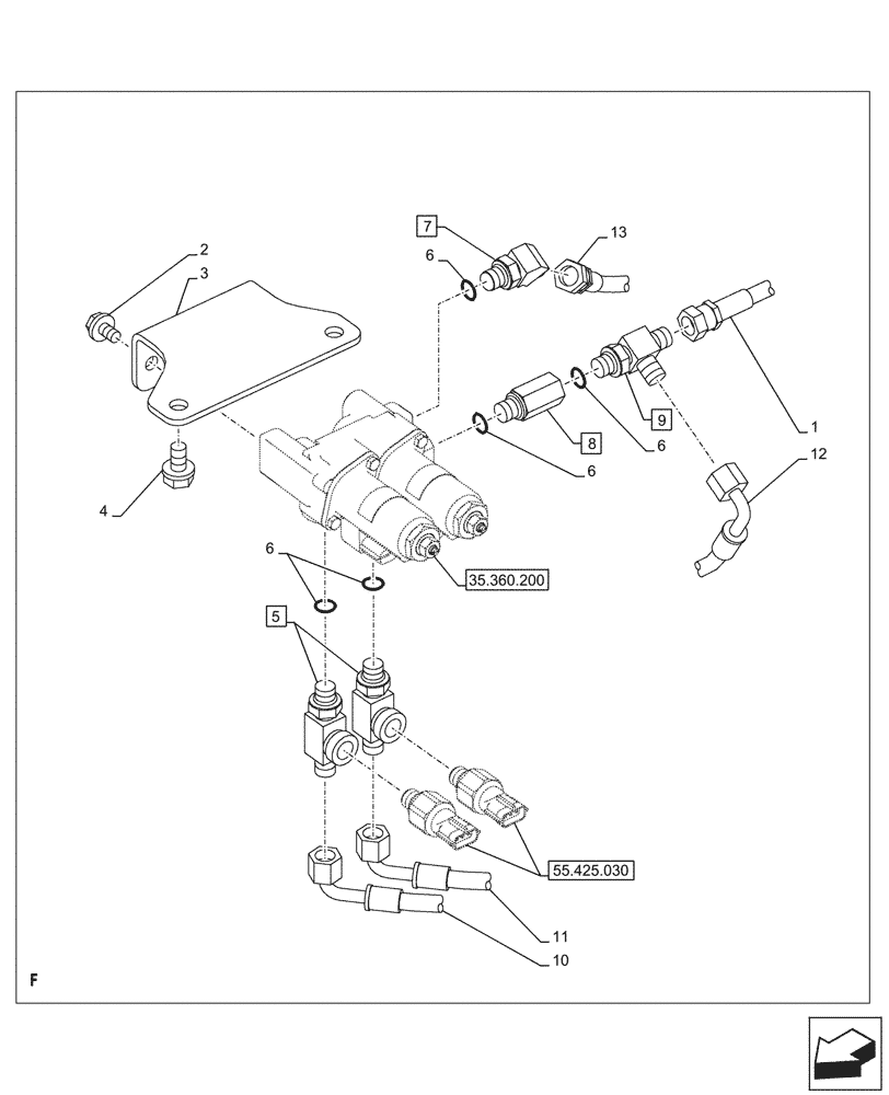 Схема запчастей Case CX145D SR LC W/BLADE - (35.360.120) - VAR - 461868 - HAMMER CIRCUIT, HIGH FLOW, W/ ELECTRICAL PROPORTIONAL CONTROL (35) - HYDRAULIC SYSTEMS