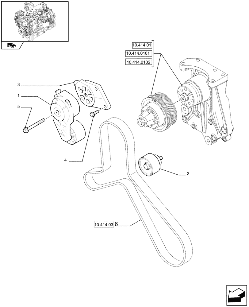 Схема запчастей Case F4DFE613C A005 - (10.402.0301) - WATER PUMP DRIVE (10) - ENGINE