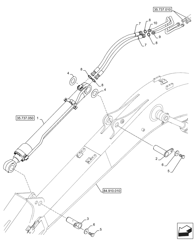 Схема запчастей Case CX145D SR LC W/BLADE - (35.737.060) - VAR - 781178 - ARM, CYLINDER, LINES (35) - HYDRAULIC SYSTEMS