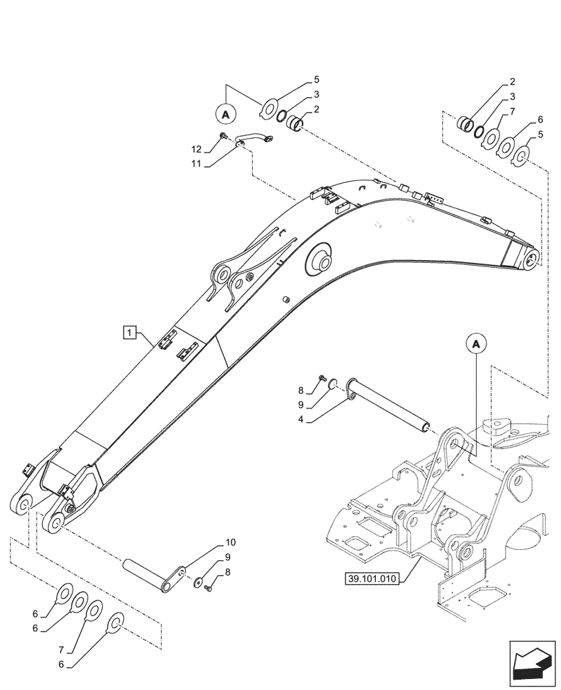 Схема запчастей Case CX145D SR LC W/BLADE - (84.910.010) - VAR - 481858 - BOOM (L=4.63M) (84) - BOOMS, DIPPERS & BUCKETS