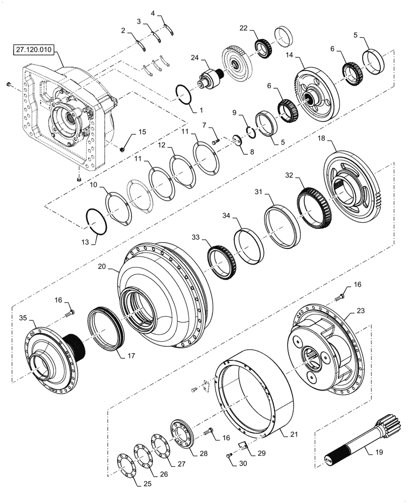 Схема запчастей Case 2050M LGP PAT - (27.120.020) - FINAL DRIVE (27) - REAR AXLE SYSTEM