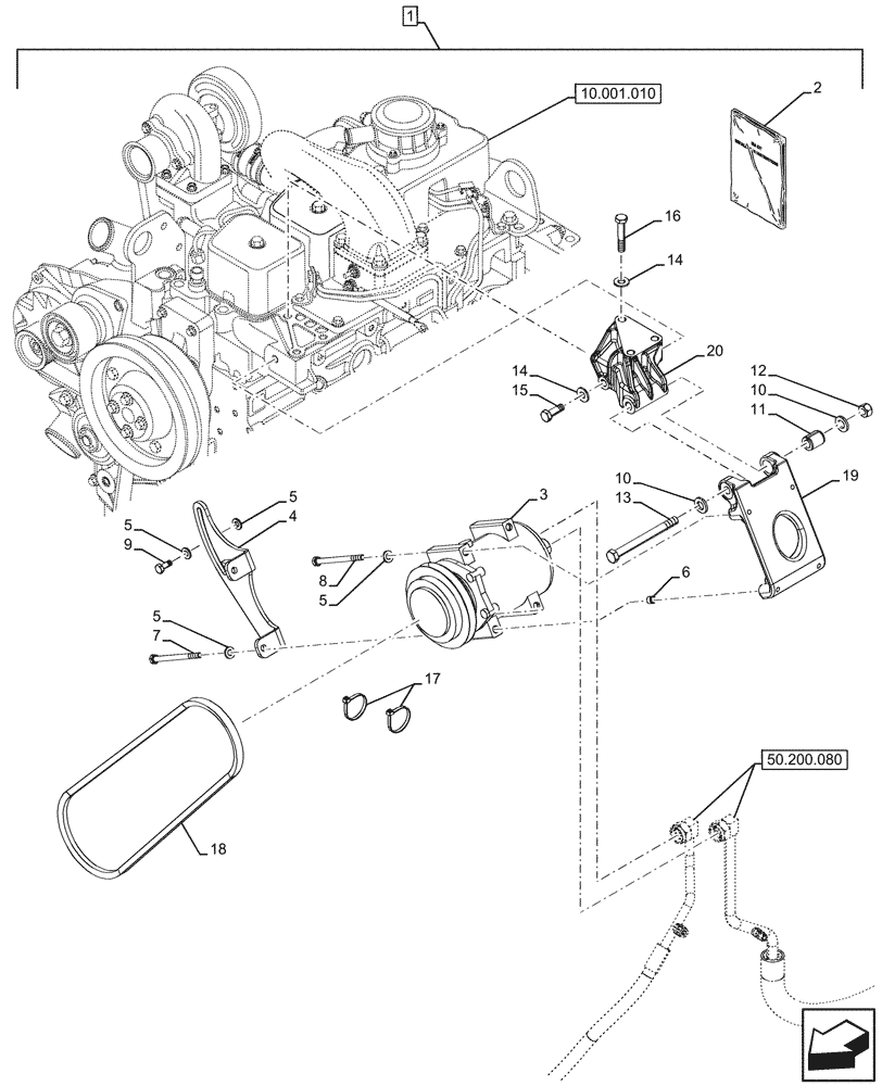 Схема запчастей Case 580N - (88.100.50[01]) - DIA KIT, CAB, AIR CONDITIONING, MECHANICAL (88) - ACCESSORIES