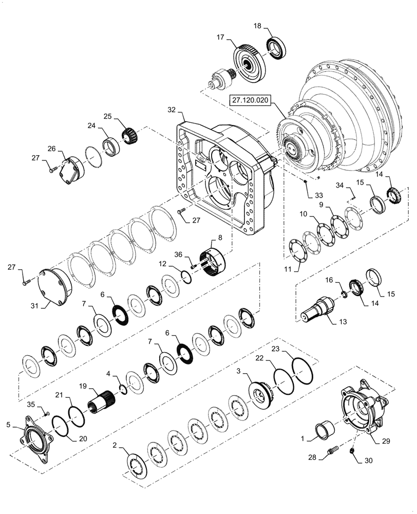 Схема запчастей Case 2050M LGP PAT - (27.120.010) - FINAL DRIVE (27) - REAR AXLE SYSTEM