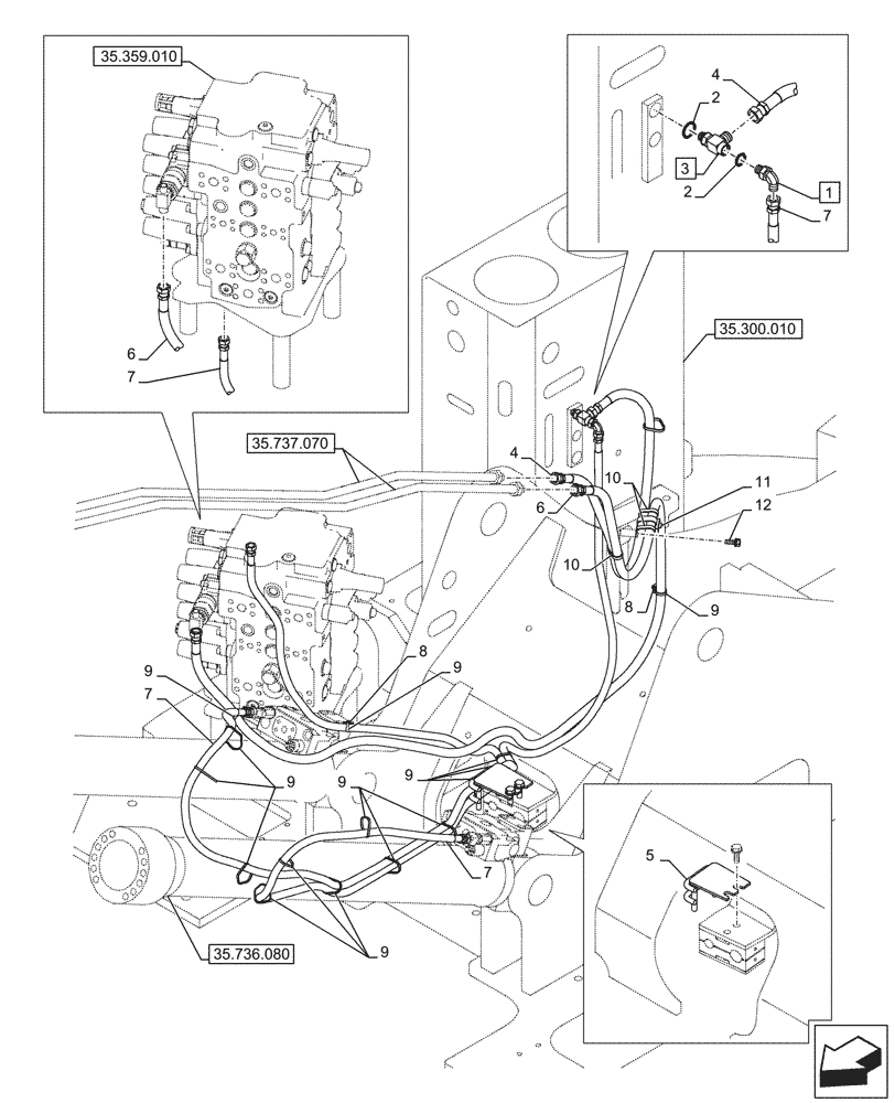 Схема запчастей Case CX145D SR LC - (35.736.020) - VAR - 481064 - LIFT CYLINDER, BOOM, LINE, SAFETY VALVE (35) - HYDRAULIC SYSTEMS