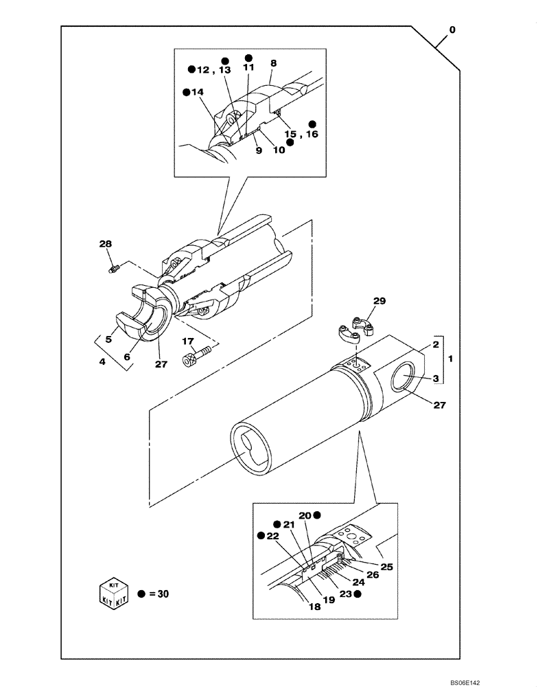 Схема запчастей Case CX800 - (08-305-00[01]) - DIPPER CYLINDER - BOOM (8.40 M) - (WITH VALVE, PRESSURE RELIEF) (08) - HYDRAULICS