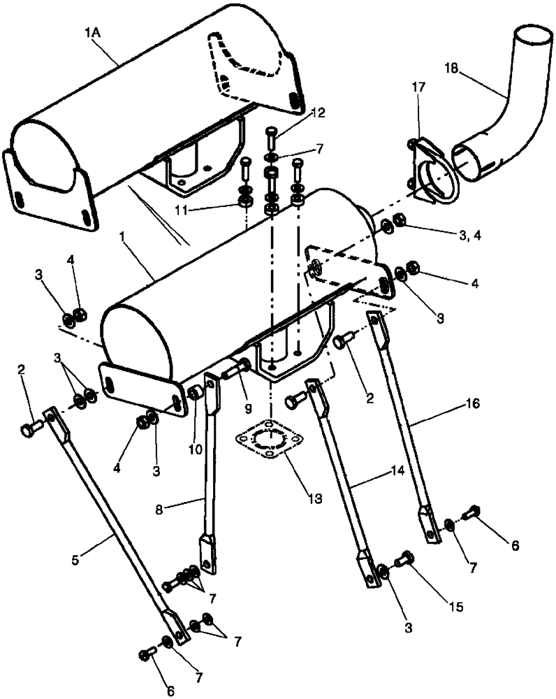 Схема запчастей Case 420 - (02-03) - EXHAUST SYSTEM (02) - ENGINE