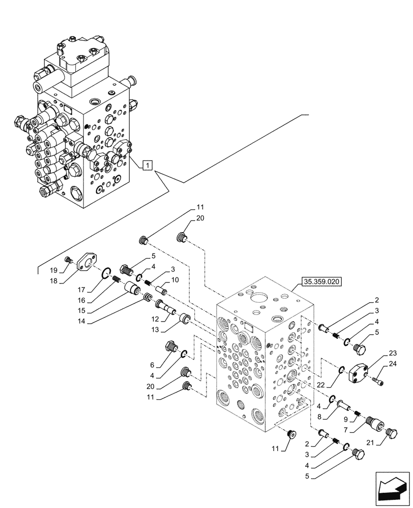 Схема запчастей Case CX145D SR LC W/BLADE - (35.359.040) - CONTROL VALVE, COMPONENTS (35) - HYDRAULIC SYSTEMS