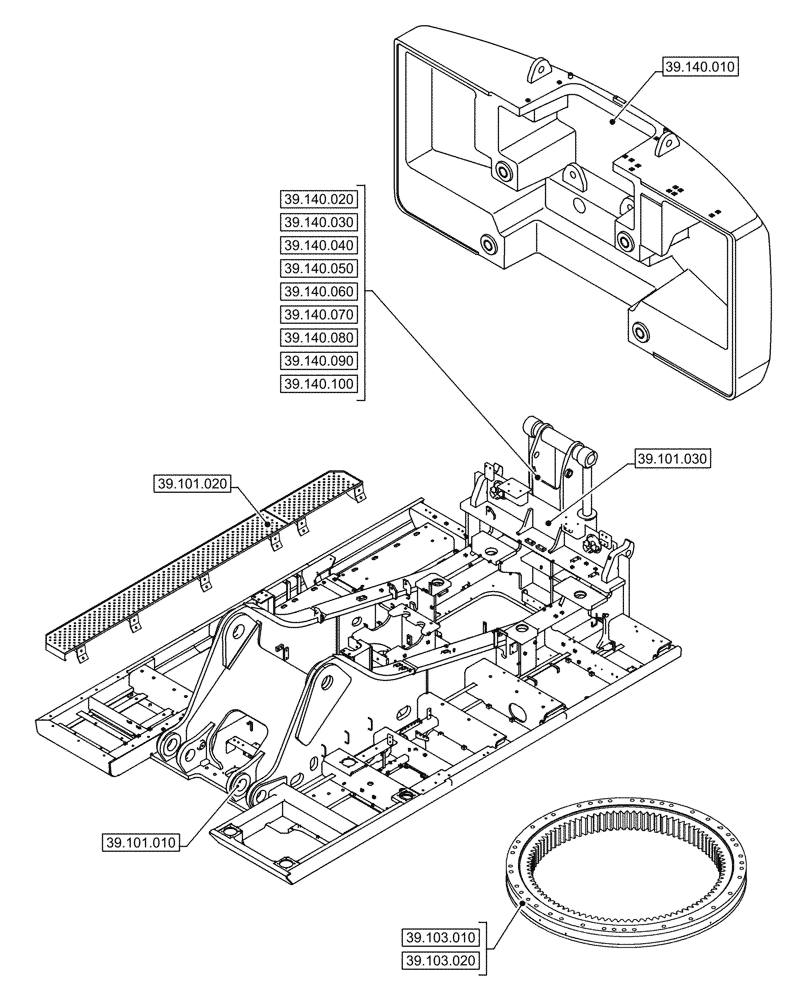 Схема запчастей Case CX750D RTC - (39.000.000) - SECTION INDEX - FRAMES AND BALLASTING (39) - FRAMES AND BALLASTING