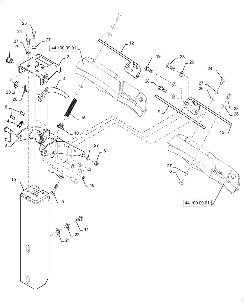 Схема запчастей Case PT240 - (44.100.05[04]) - COCONUT REAR SCRAPER BLADE - ASN NFNTN2780 (44) - WHEELS