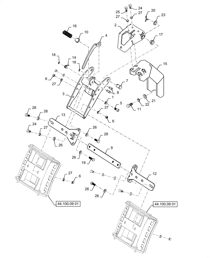 Схема запчастей Case PT240 - (44.100.05[03]) - COCONUT FRONT SCRAPER BLADE - ASN NFNTN2780 (44) - WHEELS