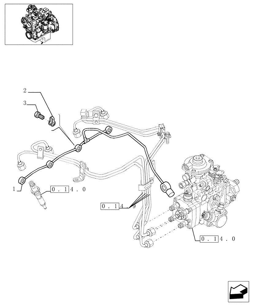 Схема запчастей Case F4DFE613G - (0.20.4[01]) - INJECTION EQUIPMENT - PIPING (504061624) 