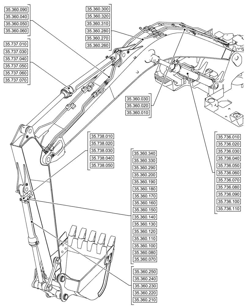 Схема запчастей Case CX245D SR LC - (35.000.00[03]) - SECTION INDEX - HYDRAULIC SYSTEMS (35) - HYDRAULIC SYSTEMS