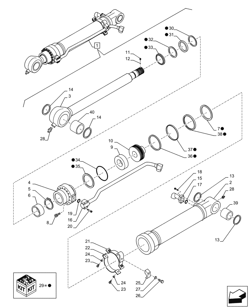 Схема запчастей Case CX145D SR LC - (35.738.020) - VAR - 781174 - BUCKET CYLINDER, COMPONENTS (35) - HYDRAULIC SYSTEMS