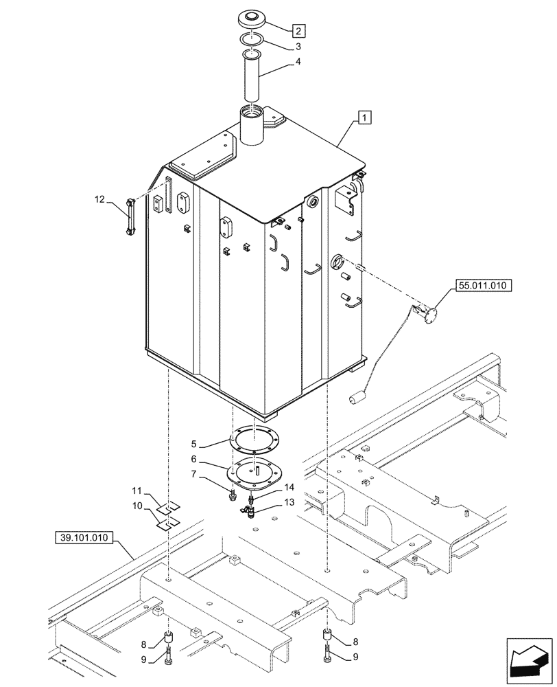 Схема запчастей Case CX290D LC MH - (10.216.010) - FUEL TANK (10) - ENGINE