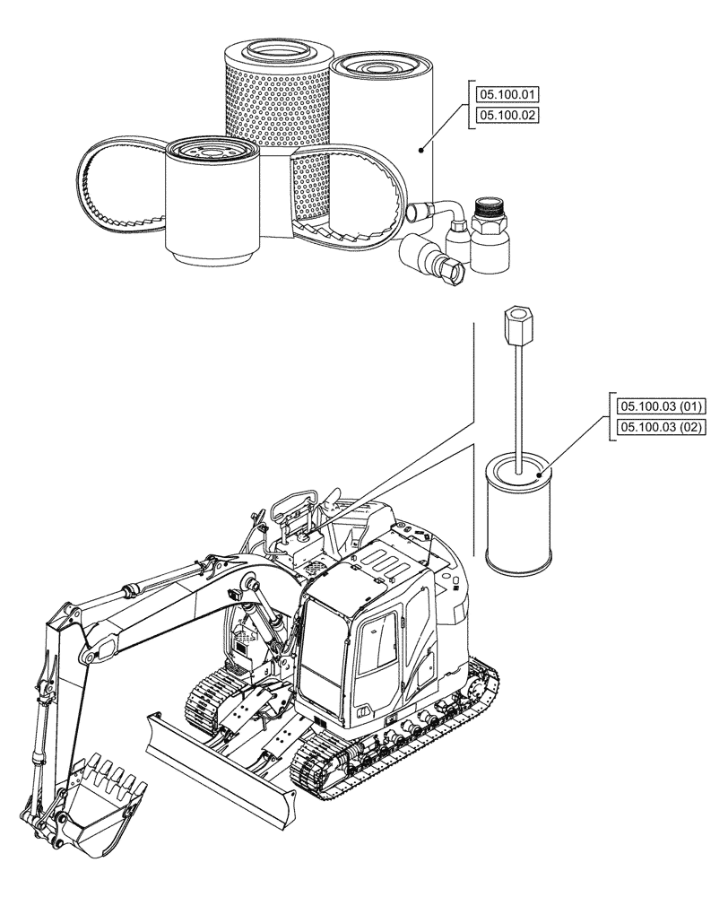 Схема запчастей Case CX145D SR LC W/BLADE - (05.000.00) - SECTION INDEX - MACHINE COMPLETION & EQUIPMENT (05) - SERVICE & MAINTENANCE