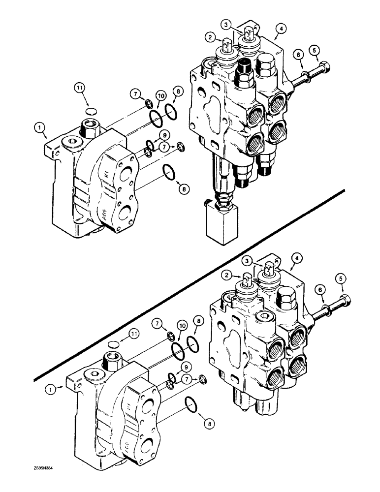 Схема запчастей Case 1150E - (8-106) - TWO SPOOL VALVE, LOADER & DOZER MODELS (08) - HYDRAULICS