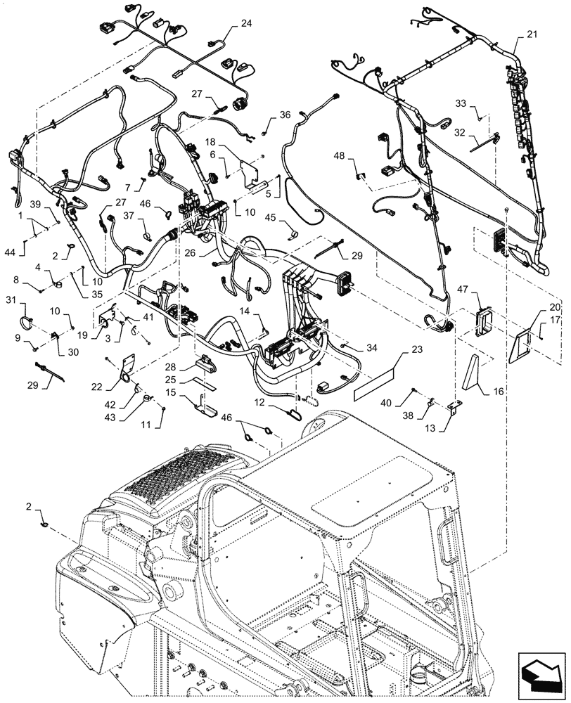 Схема запчастей Case SR175 - (55.101.AC[01]) - WIRE HARNESS & CONNECTOR, MECHANICAL CONTROLS (14-NOV-2016 & NEWER) (55) - ELECTRICAL SYSTEMS