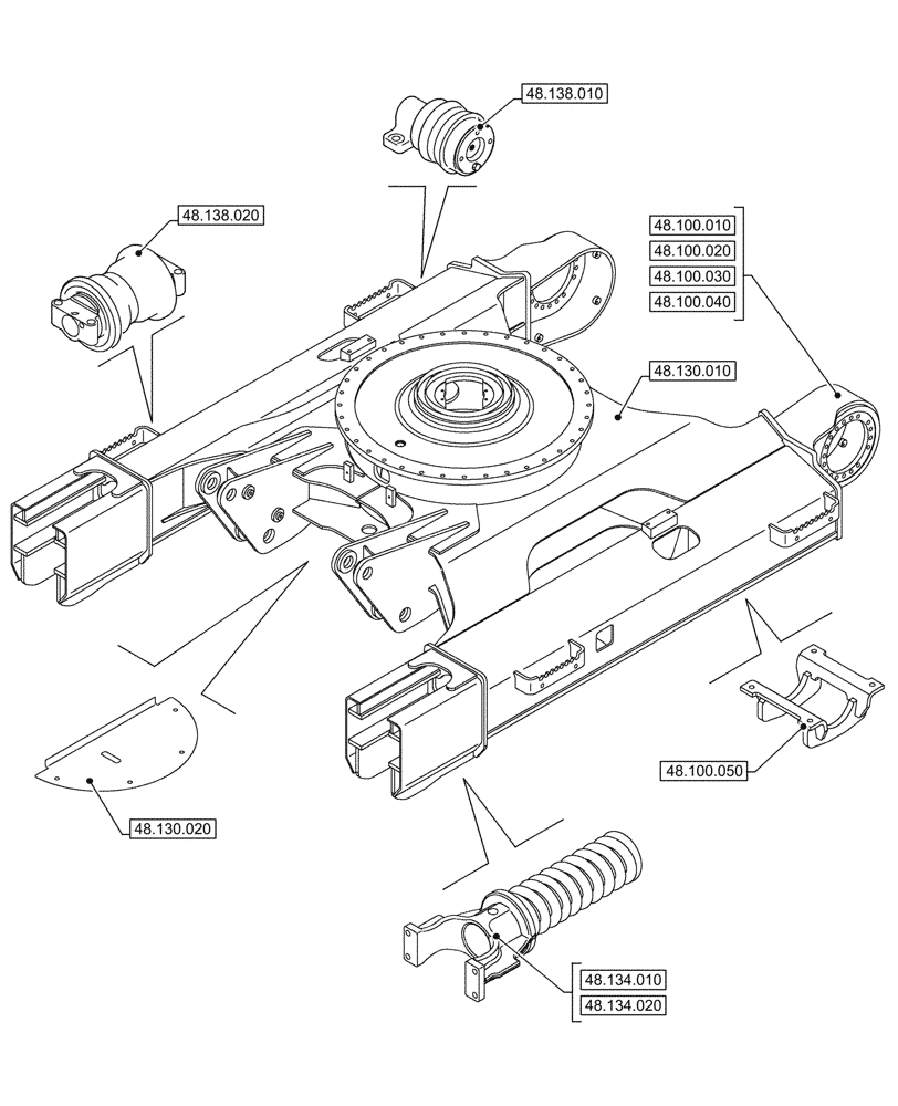 Схема запчастей Case CX145D SR LC W/BLADE - (48.000.00) - SECTION INDEX - SUSPENSION AND TRACKS (48) - TRACKS & TRACK SUSPENSION