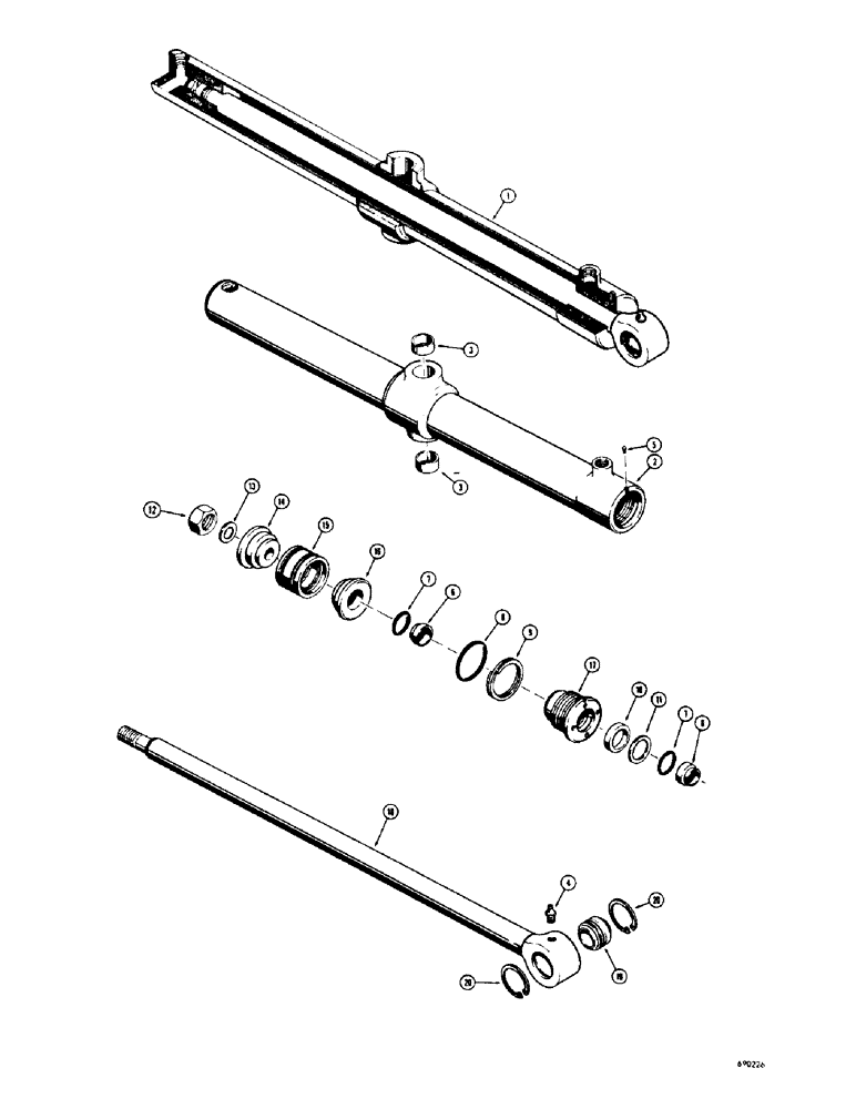 Схема запчастей Case 310G - (220) - DOZER LIFT CYLS, MECH. ANGLING, PWR ANGLING & PWR TILT DOZERS, USES SPLIT SNAP IN OUTER ROD WIPER (07) - HYDRAULIC SYSTEM