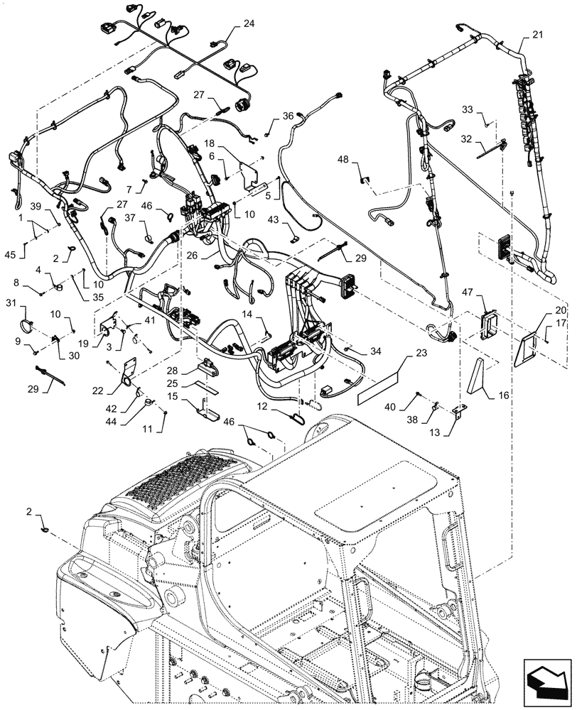 Схема запчастей Case SV185 - (55.101.AC[02]) - WIRE HARNESS & CONNECTOR, MECHANICAL CONTROLS, OPEN CAB (14-NOV-2016 & NEWER) (55) - ELECTRICAL SYSTEMS