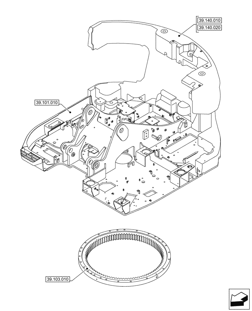 Схема запчастей Case CX145D SR LC W/BLADE - (00.000.39) - PICTORIAL INDEX - FRAMES AND BALLASTING (00) - GENERAL & PICTORIAL INDEX