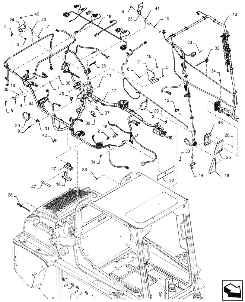 Схема запчастей Case SR175 - (55.101.AC[02]) - WIRE HARNESS & CONNECTOR, MECHANICAL CONTROLS, OPEN CAB (18-JUN-2015 THRU 13-NOV-2016) (55) - ELECTRICAL SYSTEMS